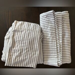 LL Bean Flannel Sheet Set Twin Very Nice Striped Neutral Gray White